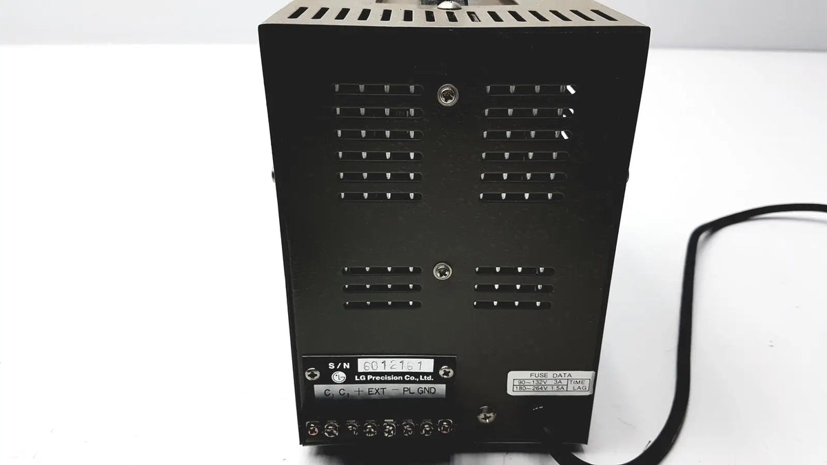 Black metal goldstar dc power supply gp 303 with ventilation slots and labeled terminals for reuse medical equipment