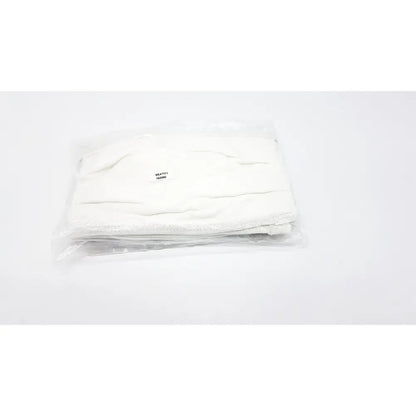 White microfiber gov face covering cloth neatly folded and sealed in clear plastic packaging for face covering coviid use
