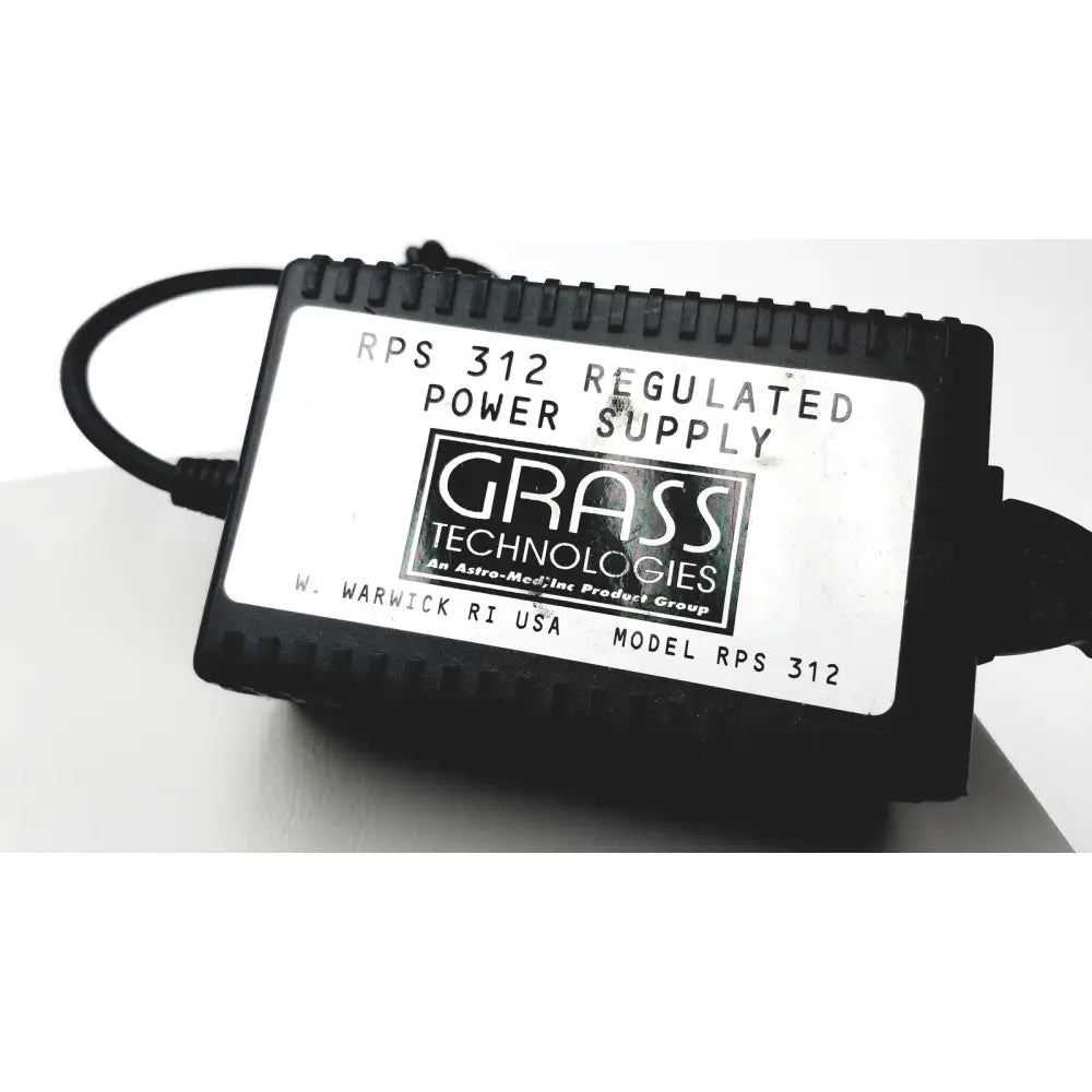 Black plastic rps 312 regulated power supply with white grass technologies label for grass 15lt physiodata amplifier system