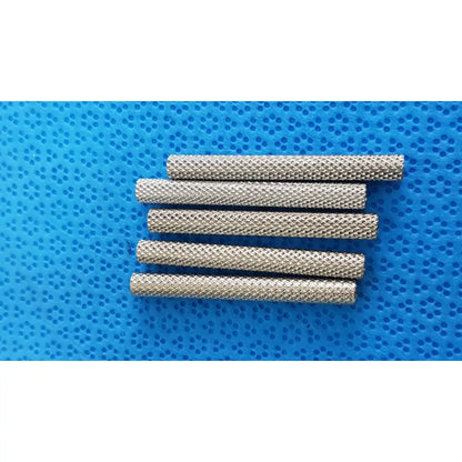 Five silver-colored textured metal pins with diamond plate finish for gs 12.1605 beaver-style scalpel handle precision surgical use