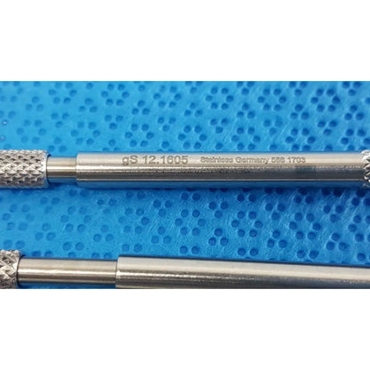 Silver stainless steel beaver-style scalpel handle with precision surgical engraved markings and textured grip