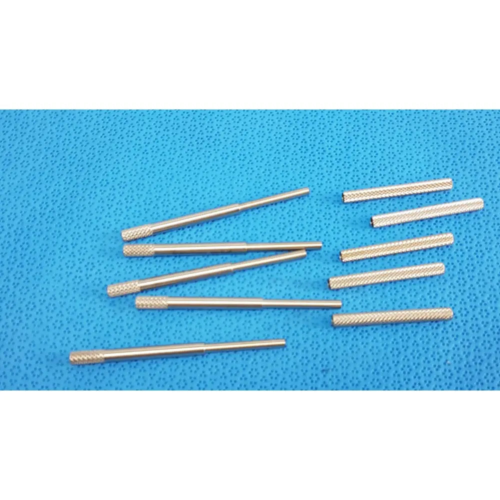 Set of metallic precision screwdriver bits with textured grip ends for gs 12.1605 beaver-style scalpel handle precision surgical use