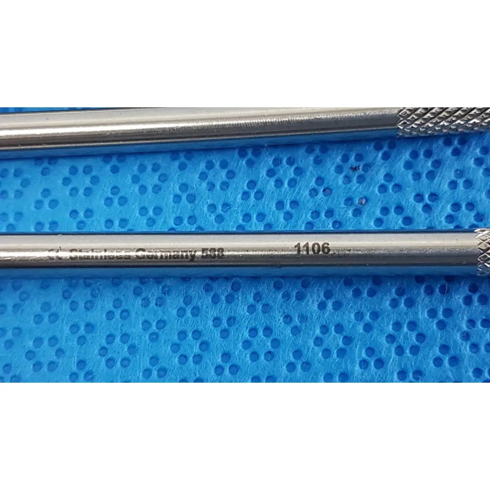 Stainless steel surgical scalpel handle gS12.1604 with textured grip and engraved markings made of german stainless steel