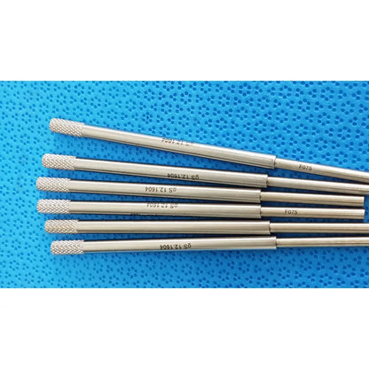 Set of six german stainless steel surgical scalpel handles with metallic knurled tips and engraved markings gS12 1604