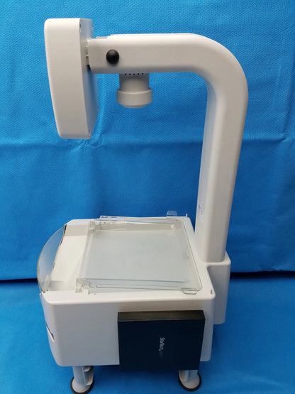 White medical-grade GSE Eyecon 9400 optical pill counter with curved arm and transparent scanning tray for pharmacy use
