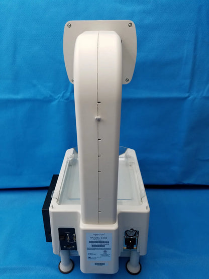 White plastic GSE Eyecon 9400 optical pill counter with curved arm labeled eyecor m-102 for pharmacy optical counting