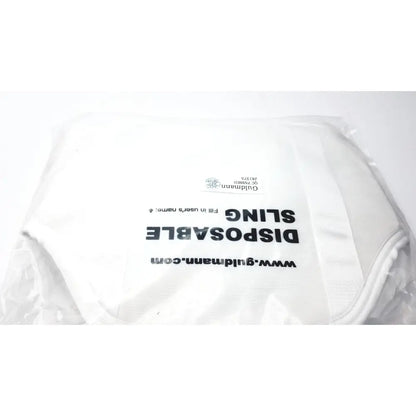 White disposable micro plus sling wrapped in clear plastic packaging by guldmann max 250kg size xl