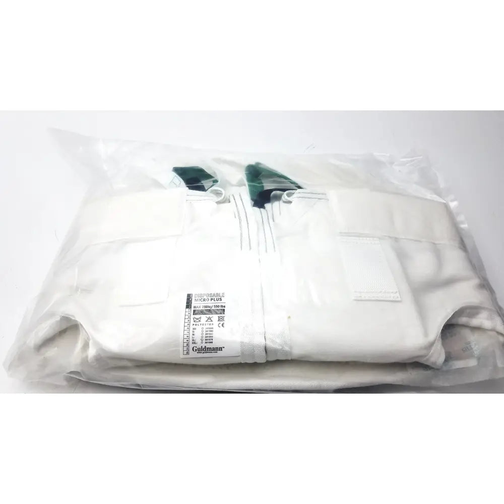 White fabric guldmann disposable micro plus medical support belt with green clips max 250kg size xl adjustable model