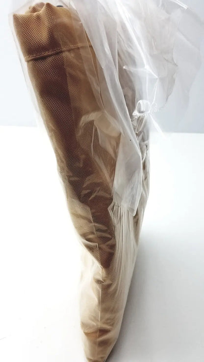 A tan canvas guldmann repositioning sling max 500 kg wrapped in clear plastic packaging for patient handling