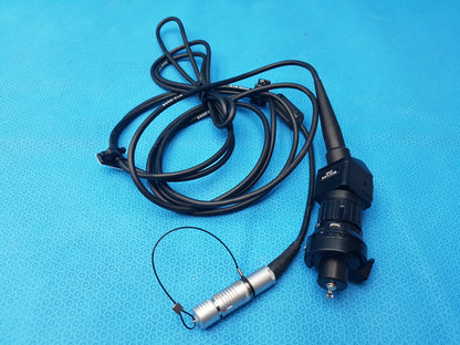 Black and silver compatible endoscopic camera head with coiled cable for medical use model h10-0008 ipx7 s/n 03138