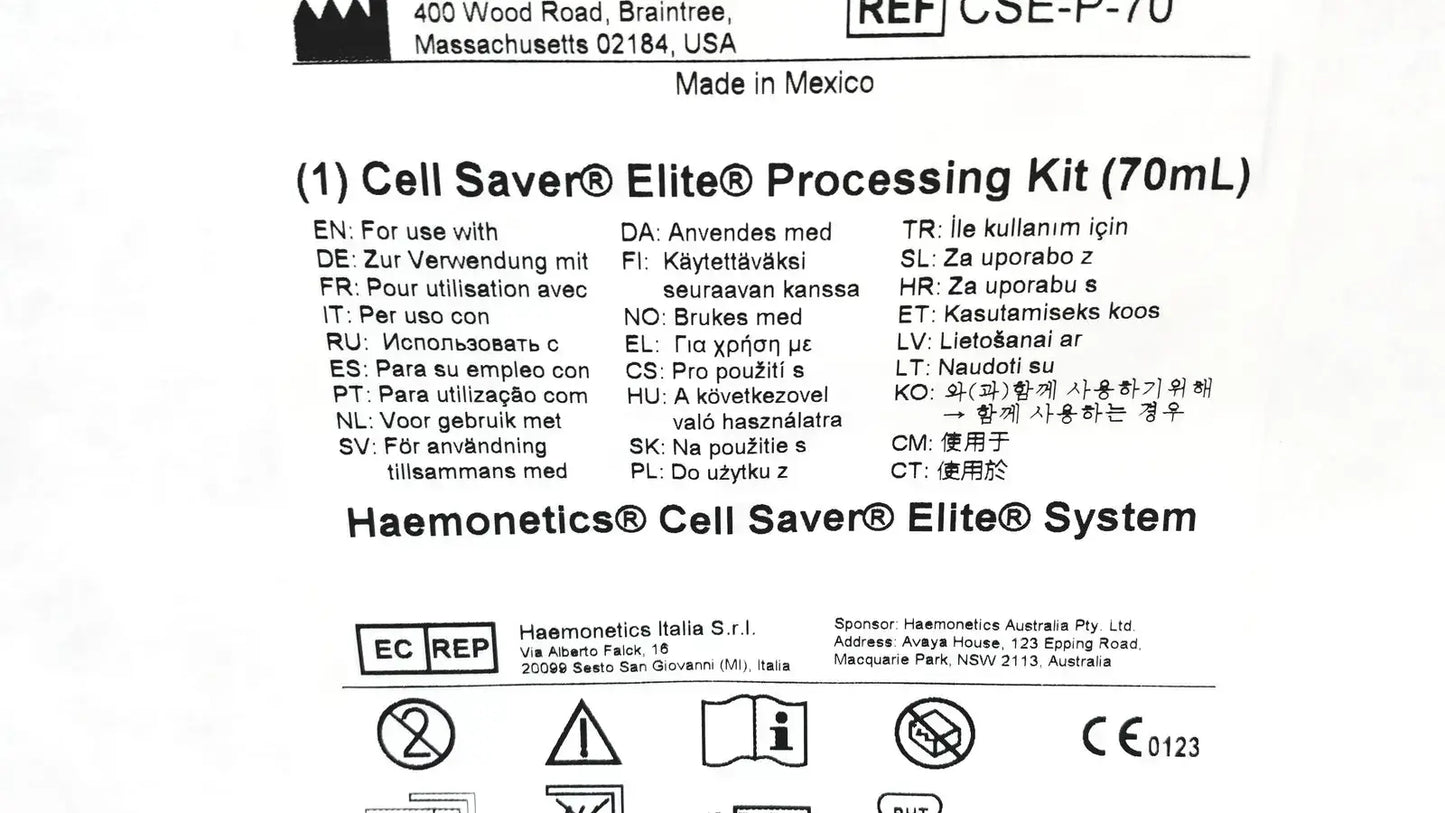 Haemonetics CSE-P-70 Cell Saver Elite Processing Kit Cell Saver Elite Processing Kit, second-hand product photo 9