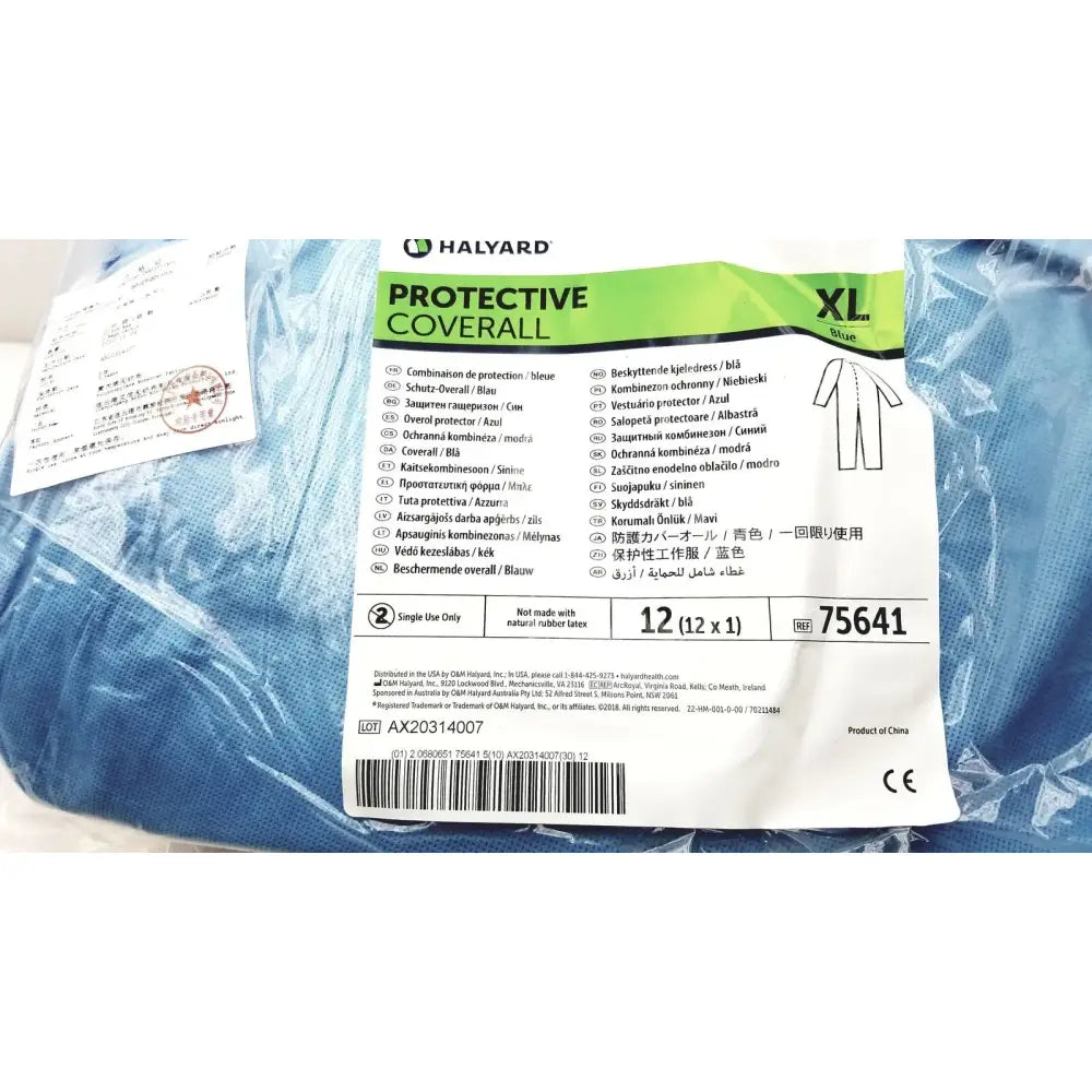Reuse Medical Halyard 75641 Protective Coverall Blue - Size XL - Case of 24 Protective Suits & Coveralls, second-hand product photo 1