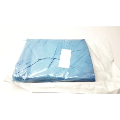 Blue surgical gown in clear plastic packaging for halyard 89274 orthoarts shoulder split drape product