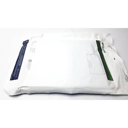 White padded envelope with navy and green branding stripes for halyard 89274 orthoarts shoulder split drape packaging