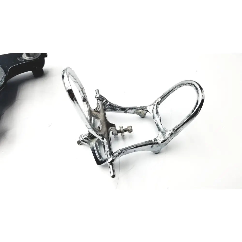 Hanau semi-adjustable dental modular chrome articulator with silver-toned metal horsebit and adjustable screw mechanism