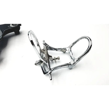 Hanau semi-adjustable dental modular chrome articulator with silver-toned metal horsebit and adjustable screw mechanism