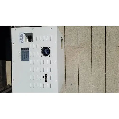 White industrial-grade air conditioning unit with black fan and ventilation grilles for harvey sterilemax st75935