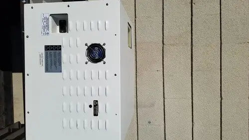 White industrial-grade air conditioning unit with black fan and ventilation grilles for harvey sterilemax st75935