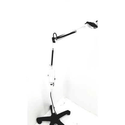 Adjustable white and black heat tdp lamp infrared tall with articulated arm and swivel rolling stand tested and working