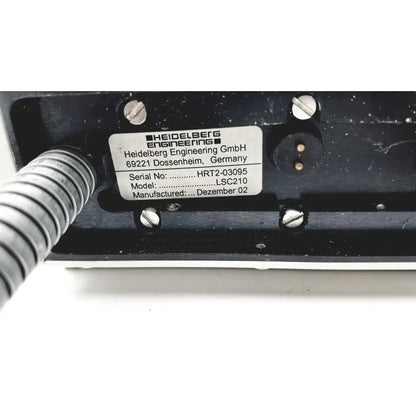 Black plastic heidelberg engineering hrti laser head model lsc210 with silver label for precision ophthalmic imaging