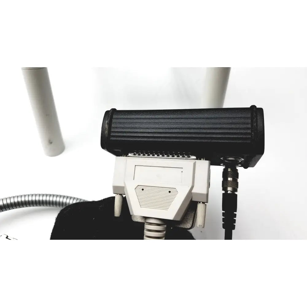 Black ribbed rectangular engineering hrti laser head with white connector and attached cables for Heidelberg Engineering hrti model LSC210