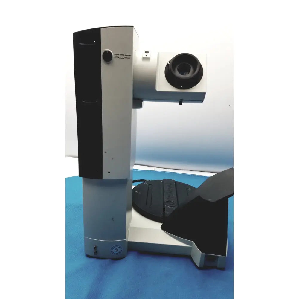 Silver and black digital microscope with circular eyepiece on a sturdy base for heidolph basis hei-vap rotary evaporator