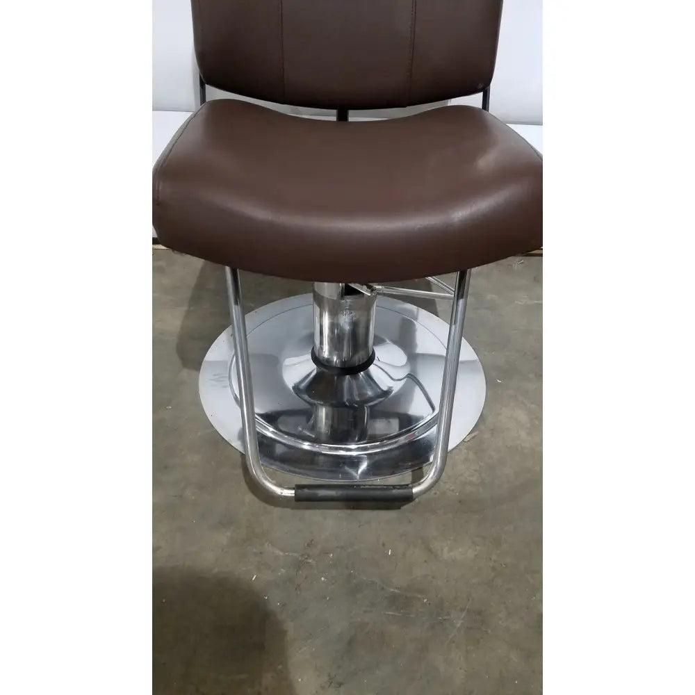 Brown leather height adjustable phlebotomy chair with chrome base and footrest phlebotomy chair reg ca 31278