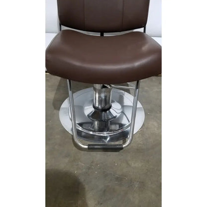 Brown leather height adjustable phlebotomy chair with chrome base and footrest phlebotomy chair reg ca 31278