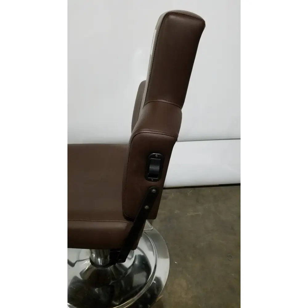 Brown leather height adjustable phlebotomy chair with chrome base and adjustable armrest phlebotomy chair reg ca 31278