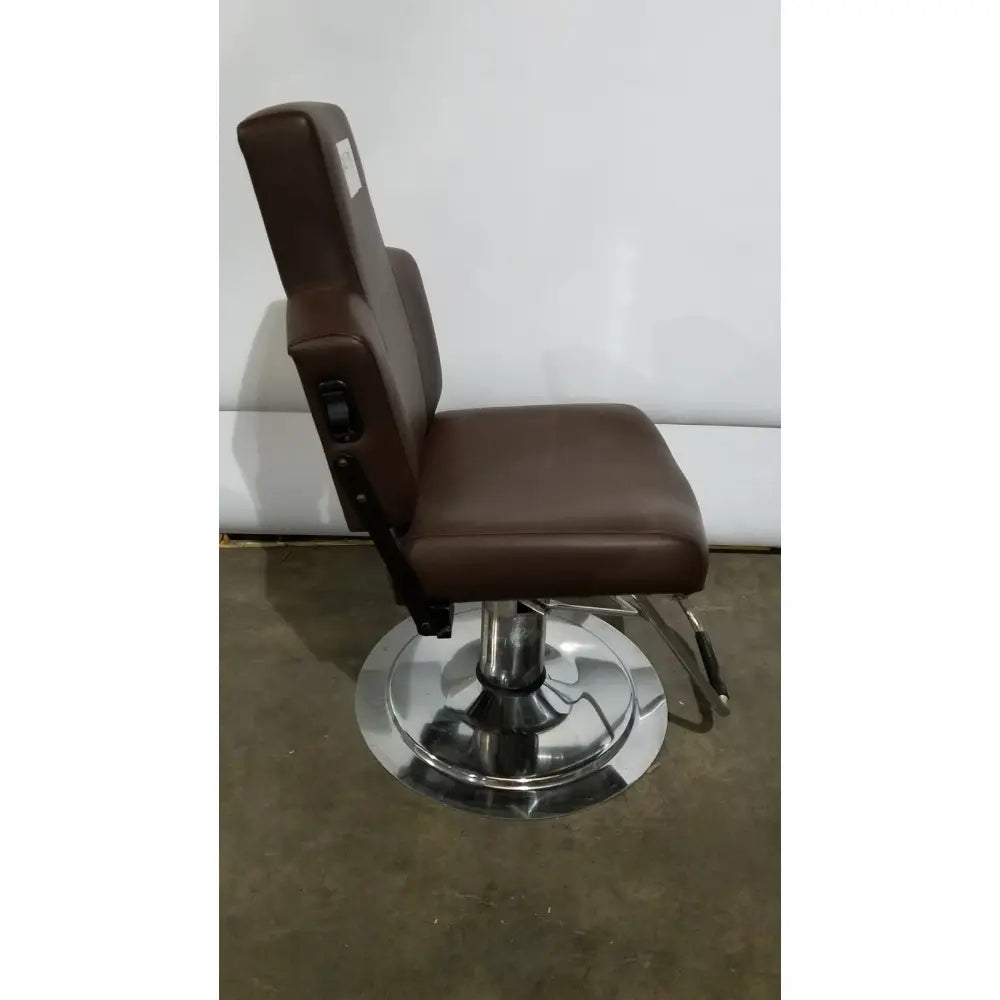 Brown leather height adjustable phlebotomy chair with chrome base and adjustable armrests phlebotomy chair reg ca 31278