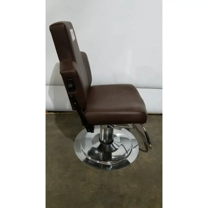 Brown leather height adjustable phlebotomy chair with chrome base and adjustable armrests phlebotomy chair reg ca 31278