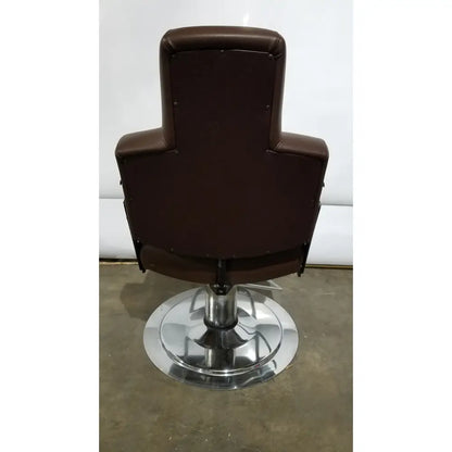 Brown leather height adjustable phlebotomy chair with chrome base and pedestal phlebotomy chair reg ca 31278