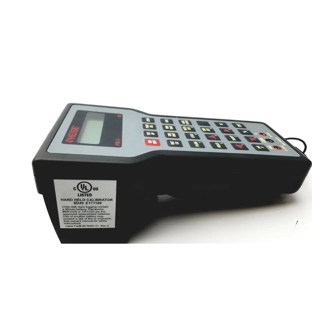 Black handheld calibrator with gray keypad digital display red buttons and tweene brand held calibrator 6d49 calibrator 6d49 e171189