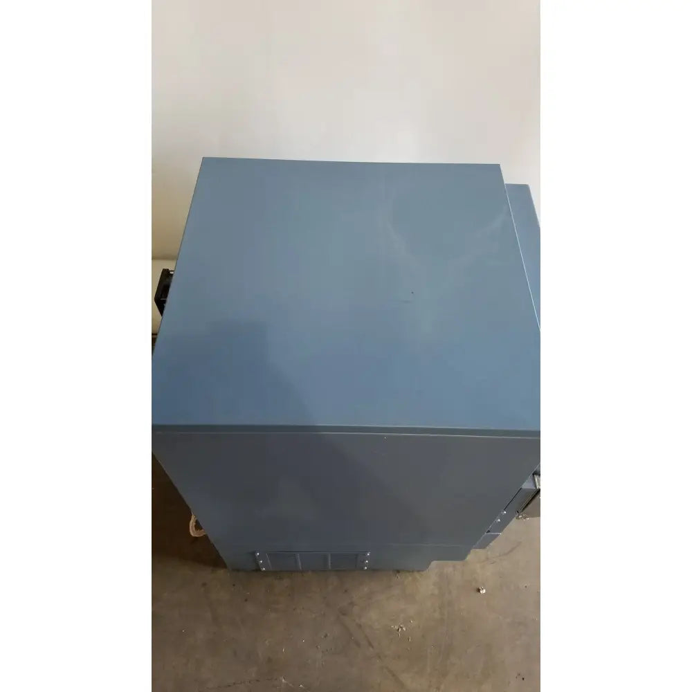 Gray metallic industrial box with smooth surface and mounting brackets on the side of helmer hlf105 horizon series laboratory freezer