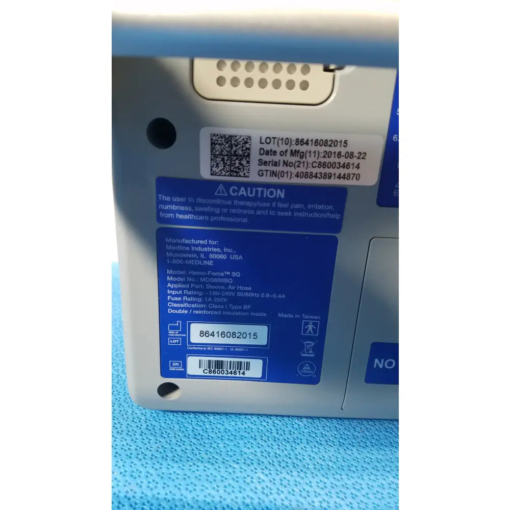 Hemo Force SQ Sequential DVT Pump Model No: MDS600SQ - Medline