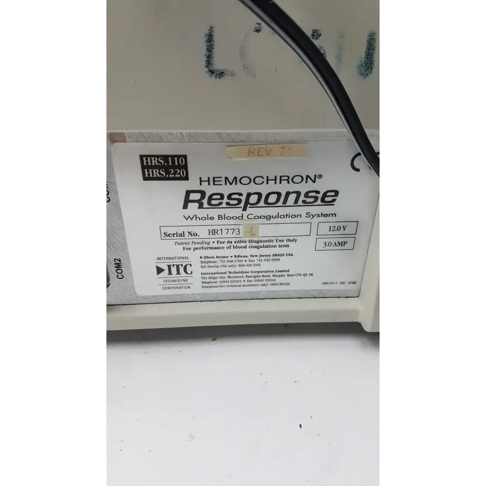Vendor Unknown - MANUAL REVIEW Hemochron Response Whole Blood CoagulatiIon System Whole Blood Coagulation Analyzer, second-hand product photo 7