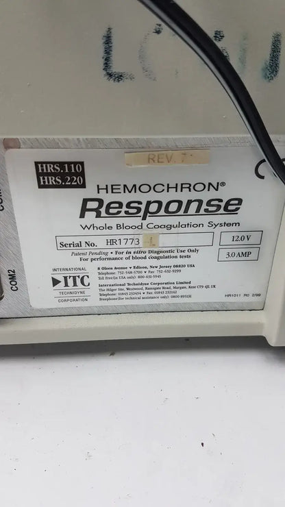 Vendor Unknown - MANUAL REVIEW Hemochron Response Whole Blood CoagulatiIon System Whole Blood Coagulation Analyzer, second-hand product photo 7