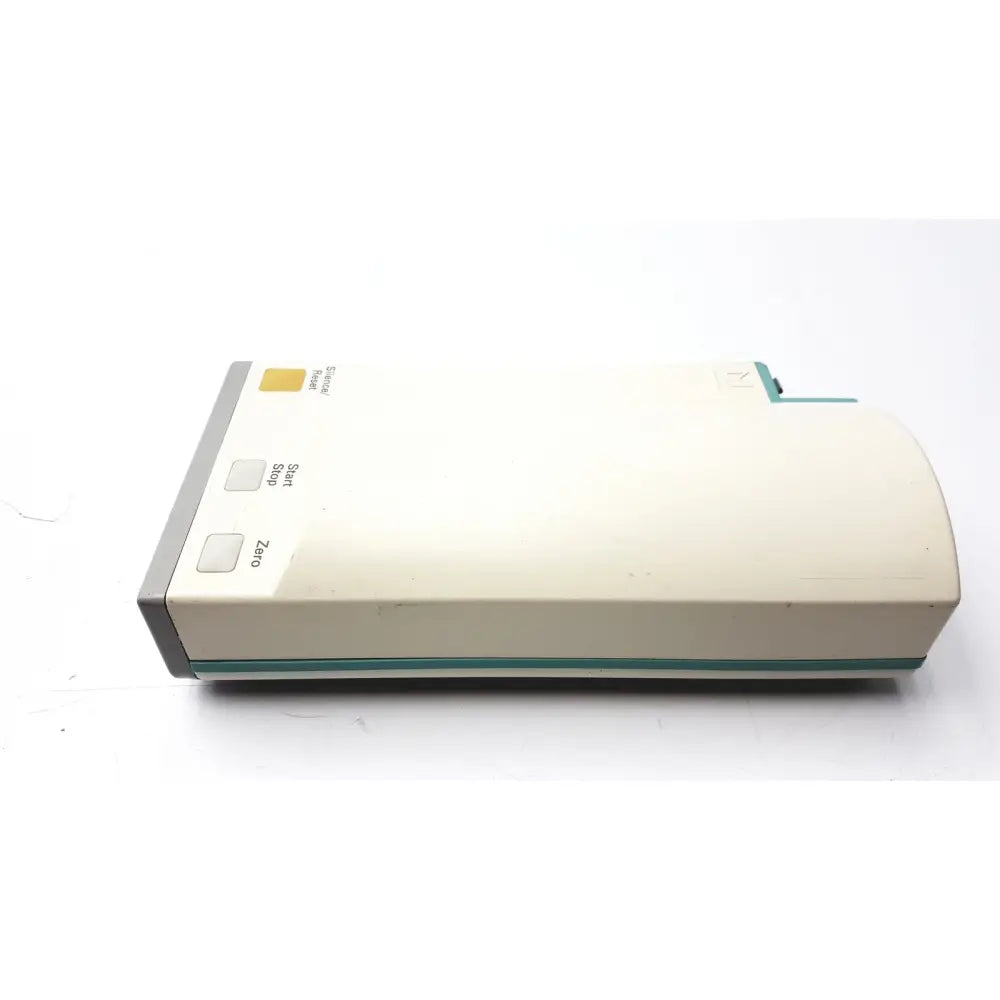 Cream-colored hewlett packard speed point m3000a medical device with gray teal accents and start stop zero buttons