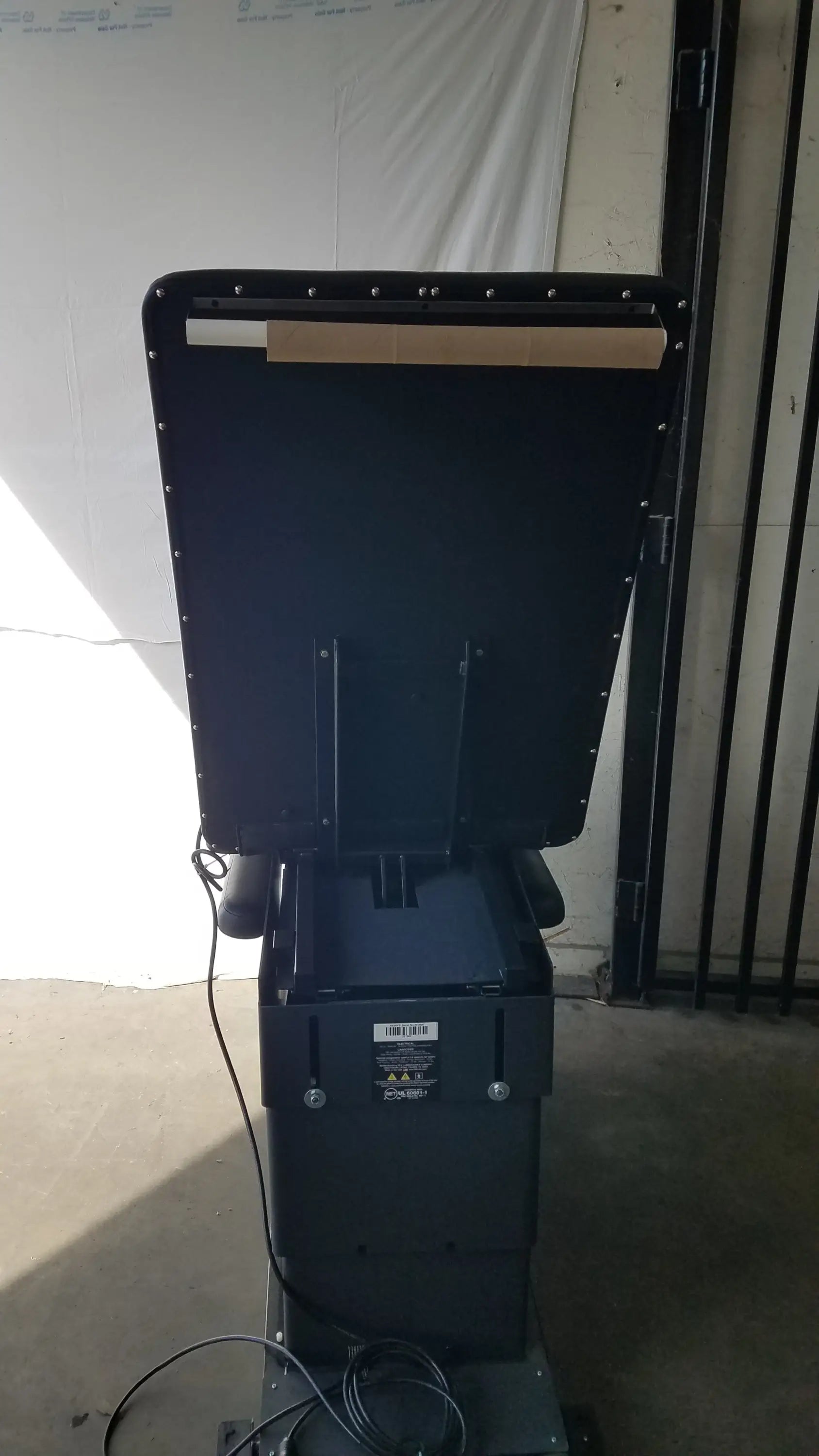 Black Hill HA90PT mobilization physical therapy treatment table with sturdy rectangular body and riveted hinged top panel
