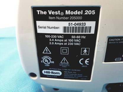 Hill Rom 205 The Vest Airway Clearance System Airway Clearance System, second-hand product photo 8