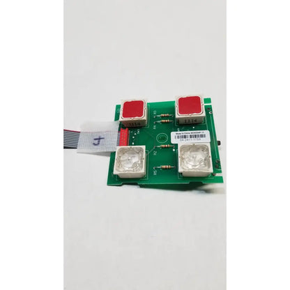 Green circuit board switch board with resistors barcode and gray ribbon cable for hill rom total care assembly