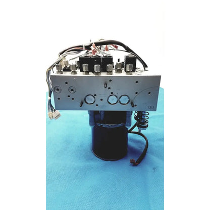 Silver hydraulic control valve block with black actuator and wiring for hill-rom totalcare bed hydraulic power unit
