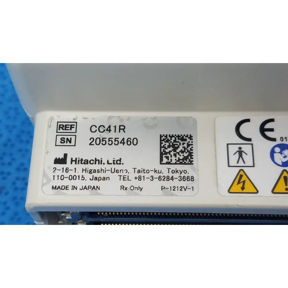 White plastic hitachi cc41r ultrasound probe 8-4 mhz showing product detail and branding on front side