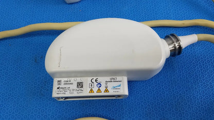 White plastic Hitachi cc41r ultrasound probe with metallic connector model ob41r for 8-4 MHz imaging use