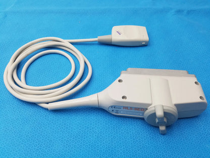 White hls-3eo medical ultrasound transducer probe with coiled cable for hl5-9ed ultrasound imaging use
