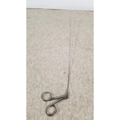 Silver surgical instrument with curved handles and slender blade for hologic ths-01513 operative diagnostic sheath use