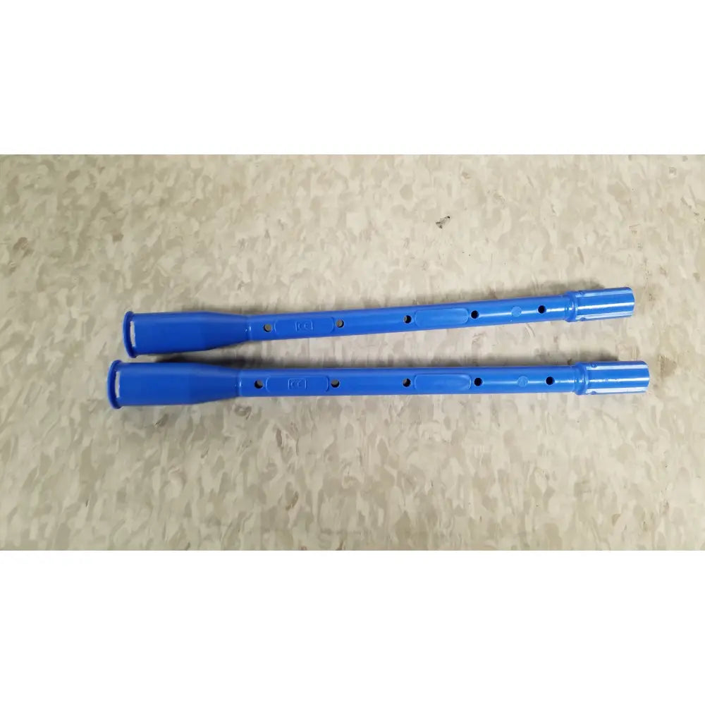 Two bright blue plastic diagnostic sheaths lie parallel on a textured surface for hologic ths-01513 operative hysteroscope