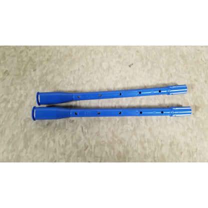 Two bright blue plastic diagnostic sheaths lie parallel on a textured surface for hologic ths-01513 operative hysteroscope