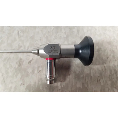Silver and black hologic ths-01513 operative diagnostic sheath with 30-degree angled lens and autoclave branding