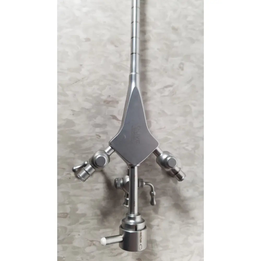 Silver surgical diagnostic sheath with slender segmented shaft and three articulated arms for hologic ths-01513 operative use